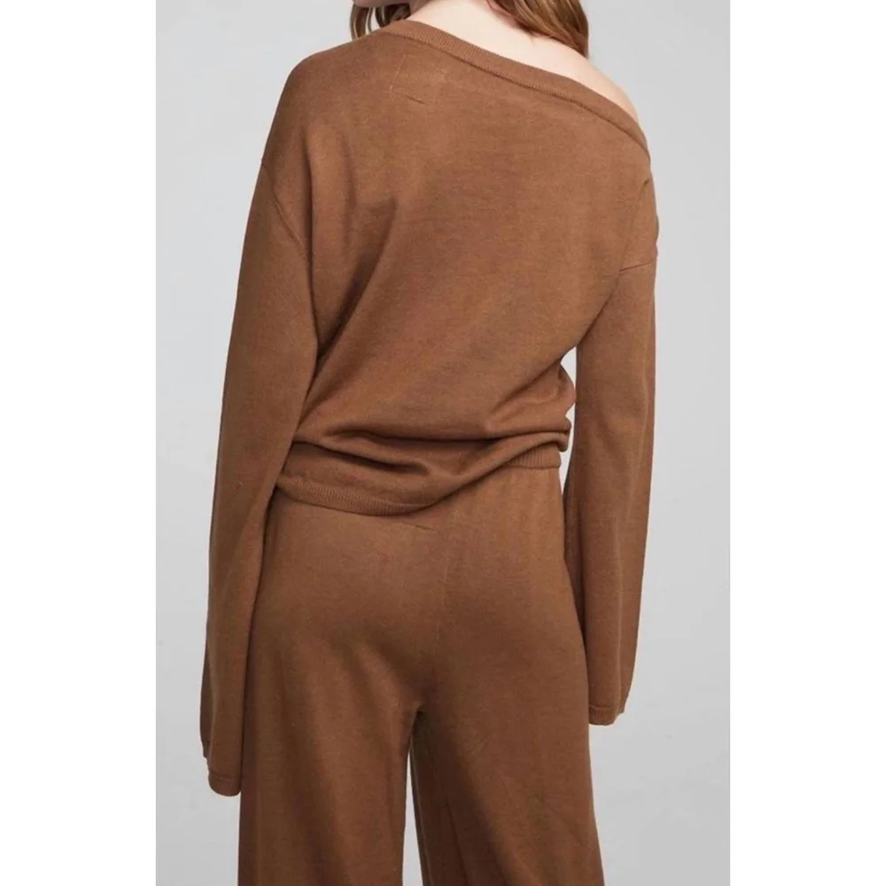 Chaser 'Dani' Satin Off Shoulder Bronze Metallic Long Sleeve Size S - Picture 5 of 8